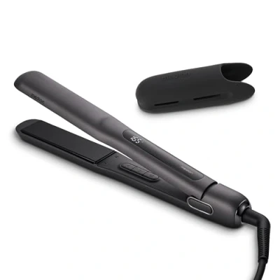 Imagen de MEDION HS1 plancha de pelo con pantalla (5 posiciones calor ajustables, placas flexibles cerámica/turmalina sensor temperatura, pelo) gris