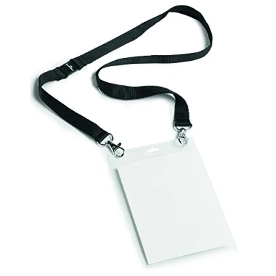 Imagen de Durable 852501 Placa de nombre evento A6 con correa textil Dúo, 10 piezas, negro