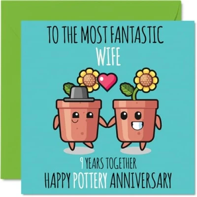 Imagen de Bonita tarjeta de aniversario cerámica para esposa, 9 años juntos, tarjetas felicitación 9º boda esposa parte del marido, 145 mm x