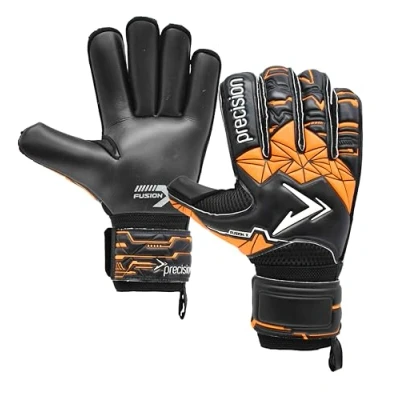 Imagen de Precision Training Fusion X Roll Finger Protect Guantes de Portero fútbol Profesional para Adultos, Color Negro, 11