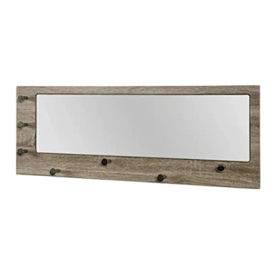 Imagen de HAKU Möbel Perchero de pared cromo, roble trufado, MDF, metal, espejo Dim.: AN 80 cm x AL 30 P 6 cm, Estilo: Moderno