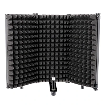 Imagen de Tlingt Support Escudo de aislamiento micrófono, panel micrófono con espuma absorbente alta densidad para filtros Vocal 3 paneles, diseño pieza todo en uno.