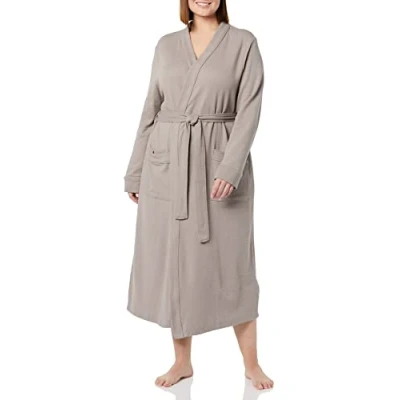 Imagen de Amazon Essentials Bata Larga Ligera con Diseño Gofrado (Disponible en Tallas Grandes) Mujer, Gris Humo, XL