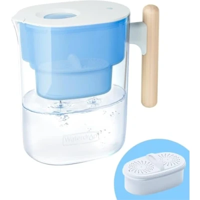 Imagen de Waterdrop Chubby Jarras y cartuchos filtrantes de agua con filtro 3 meses, 3,5 L, reduce el fluoruro, cloro más, certificado NSF, sin BPA, azul claro (filtro repuesto: WD PF 01A Plus)