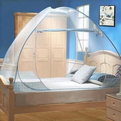 Imagen de Mosquitera para Cama, Digead Plegable Tienda, Portátil Mosquito Cortina, Tienda Emergente de Viaje/Hogar/Bebés 1.2M Azul