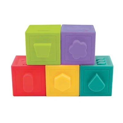 Imagen de Ludi Cubos embotellados Juguetes para Despertar 5 Piezas empotrables Juego de apilamiento y construcción plástico Flexible Desarrollo Movilidad Fina 10 Meses