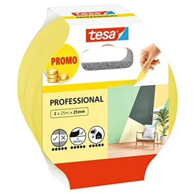 Imagen de Tesa Cinta De Pintar Profesional Carrocero Papel Tipo Washi Fino Trabajos Pintura Y Enmascarado Precisión Para Interiores Exteriores 2X 25 M X Mm