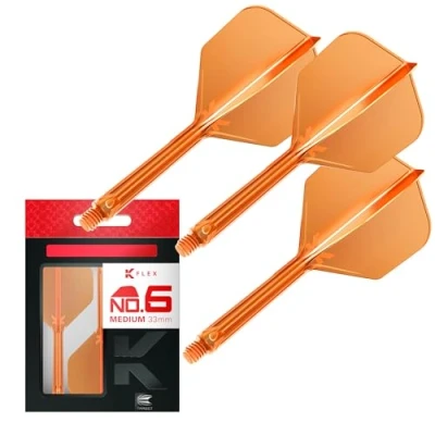 Imagen de Target Darts K Flex Integrated Dart Flight and Shaft, No.6 Naranja (Mediana) Lote de 3 No 6, Plumas y Caña para Dardos Kflex Precision Moulded 2 In 1 Accesorios Profesionales
