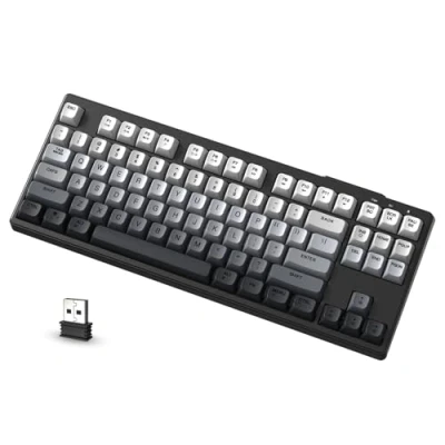 Imagen de ATTACK SHARK x FREEWOLF M87 80% Teclado Inalámbrico para Juegos, 87 Teclas TKL RGB Sensación Mecánica SA PBT Bluetooth/Modo Dual 2.4Ghz, QWERTY, Batería 4000mAH Mac/Win Negro Degradado
