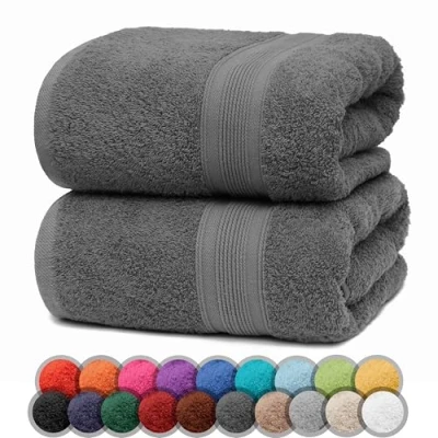 Imagen de NatureMark Paquete de 2 Toallas baño 70 x 140 cm, Toalla Ducha en Doble, Color: Gris Antracita