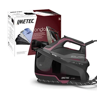 Imagen de Imetec Onda P2, Centro de planchado, Suela Exclusiva a Ondas Patentada, 2400 W, golpe Vapor 300 g, 3 Filtros Antical con Iones Plata, Tecnologia No Stop Autonomía Ilimitada