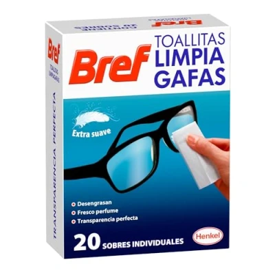 Imagen de Bref Toallitas Limpiadoras para Gafas, Smartphones, Cámaras, Espejos y otros Dispositivos Superficies 20 Unidades