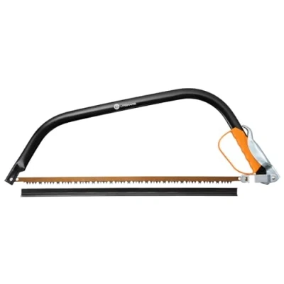 Imagen de Fiskars Sierra de arco para madera verde, Cuchilla fija, Longitud: 70 cm (24&quot;), Incluye protección plástico la cuchilla, Acero, Negro/Naranja, SW31, 1000615