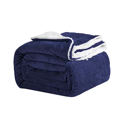 Imagen de Good Nite Mantas 150x200cm, Manta y Colchas, para Sofa, de Franela Sherpa Gruesa Invierno Blanket (Azul)