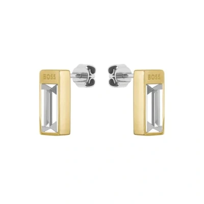 Imagen de BOSS LYG IP WITH Crystal Baguette Pendientes, Mujer, Talla: One Size, Gold coloured