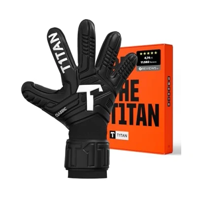 Imagen de T1TAN Classic 1.0 Black out Guantes de Portero sin protección para los Dedos fútbol porteros Talla 7