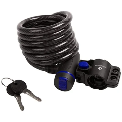 Imagen de M Wave Llave Soporte Candado Espiral, Unisex Adulto, Negro, 1800 x 10 mm