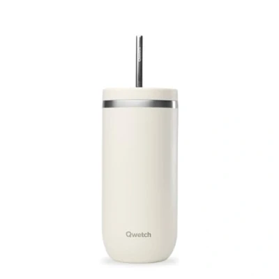 Imagen de Qwetch Cold Cup isotérmica 600 ml arena 24 h helado &amp; 12 frío, acero inoxidable reciclado, antisalpicaduras ideal para bebidas frescas, té de burbujas y café