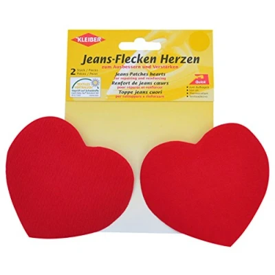 Imagen de Kleiber Parches para Pantalones Vaqueros, termoadhesivos, con Forma de corazón, Color Rojo