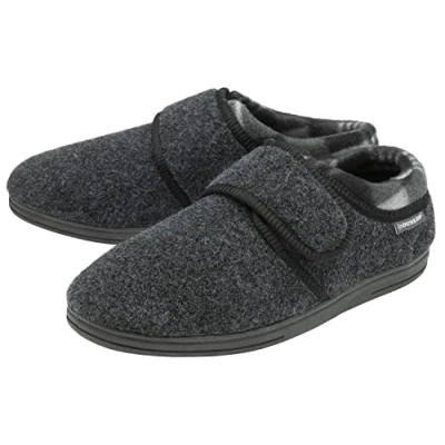 Imagen de DUNLOP Pantuflas Ortopédicas para Hombre Ajustable Zapatillas con Velcro Diabeticos (44, Carbón, numeric_44)