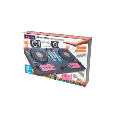 Imagen de Cefa Toys Estación de Dj Portátil Con Altavoces y Control Espacial 14 en 1, Tocadiscos, Crossfader Más 144 Combinaciones Mix, Incluye Reproductor Bluetooth USB Batería Recargable