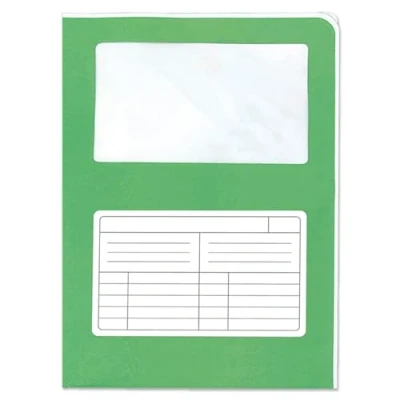 Imagen de Blasetti SINTEX Carpetas portadocumentos con ventana CROMO VERDE archivador documentos para oficina, formato A4, paquete de 50 unidades, papel usado 120 g, abierta por dos lados