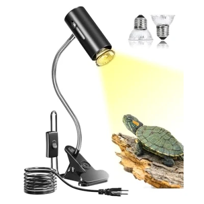 Imagen de BrightArk Terrario Reptiles Lámpara para Tortuga de Calor 50W UVA/UVB con Clip Ajustable E27 Portalámpara Base Tortuga, Lagartos, Araña, Camaleon, Anfibios (2 Bombillas)