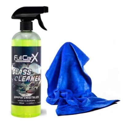 Imagen de AutoFullCar Kit Limpia Cristales Glass Cleaner Toalla Microfibra azul FullDip FullCarx