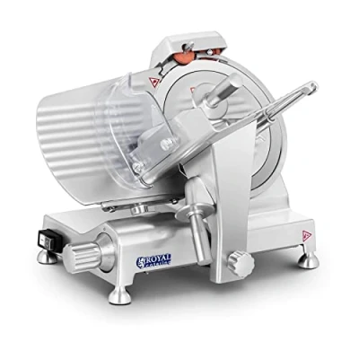 Imagen de Royal Catering Cortafiambres Cortador De Fiambres Para Carnicería RCAM 250EXPERT (Cuchilla: Ø 250 mm, Corte hasta 12 180 W, Con afilador)