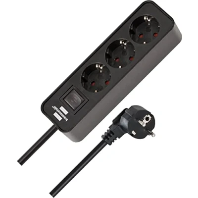 Imagen de Brennenstuhl Ecolor regleta enchufes con 3 Tomas Corriente (Cable de 1,5 m, Interruptor) Negro