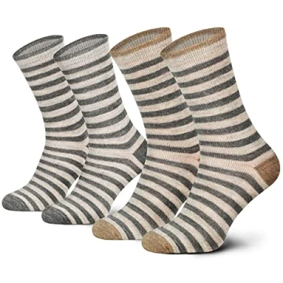 Imagen de 2 pares de Calcetines alpaca lana para hombre y mujer transpirables fina, Beiges, 35 38