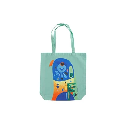 Imagen de Maxwell &amp; Williams Pete Cromer Bolsa Lateral con Diseño de Lorito 100% Sarga Algodón, 42 x 41 cm Verde