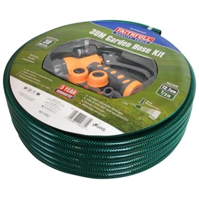 Imagen de Faithfull 30 Metre Hose Kit with 3 Fittings and Multipattern Spray Gun