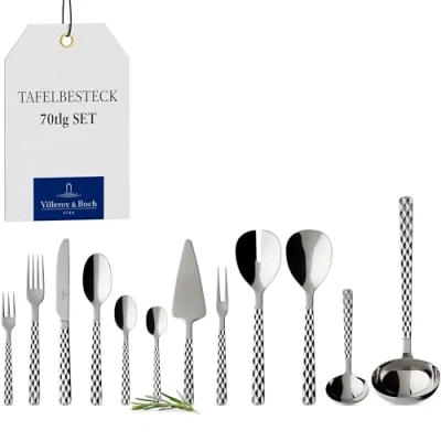 Imagen de Villeroy &amp; Boch Boston Set de Cubiertos 70 Piezas Stainless Steel, Apto para Lavavajillas, Cuberterias Completas 12 Personas, Cubertería Completa, Acero Inoxidable