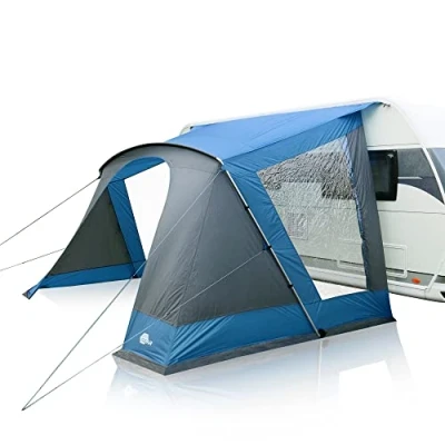 Imagen de your GEAR toldo para caravana Sharki 2 tamaños con 330 o 400 cm de ancho, profundidad 250 UPF 50+ autocaravana barras aluminio, ventanas panorámicas, columna