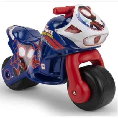 Imagen de INJUSA Moto Correpasillos Twin Dessert Spidey, para Niños de 18 Meses a 3 Años, Ruedas Anchas Plástico y Asa Transporte Padres, Color Azul Rojo