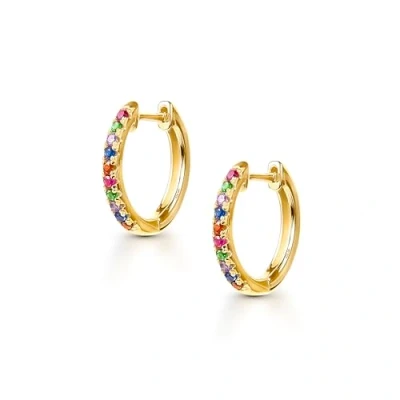 Imagen de Amberta Lumini Pendientes de Aro Colores para Mujer en Plata Ley 925: Aros Oro 15 mm