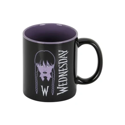 Imagen de Wednesday Miércoles Taza, 13 x 9.5 cm, Capacidad 350ml, Negro Braid