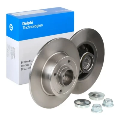 Imagen de DELPHI Disco de freno RENAULT: MEGANE 2, CLIO 3, 2 8mm 4 macizo aceitado sin procesar con cojinete rueda, anillo sensor ABS BG9028RS