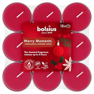 Imagen de Bolsius Merry Moments Velas Tealight Aromáticas Duración de quema 4 horas Extractos Naturales Contiene Cera Vegana Sin Aceite Palma