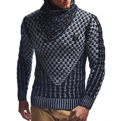 Imagen de Leif Nelson MIT Schalkragen Jersey de punto, Hombre, Talla: Large, Schwarz ecru