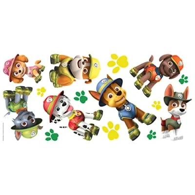 Imagen de Nickelodeon RMK3611GM RoomMates Paw Patrol Jungle Peel and Stick Calcomanías gigantes para pared, multicolor