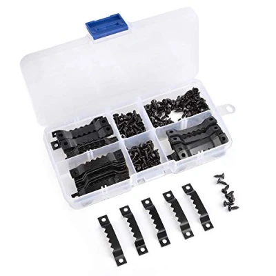 Imagen de TIMESETL 100 Piezas Colgador Cuadros con 200 Tornillos Fotos Sierra No Más Clavos Caja Plastica Ganchos Pared para Cuelga Durable Colgar
