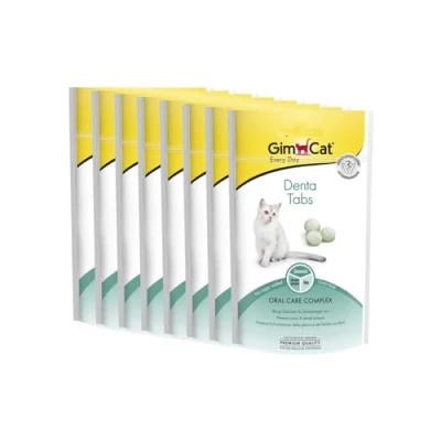 Imagen de GimCat Denta comprimidos Snack para gatos funcional que favorece el cuidado bucodental Pack de 8 (8 x 40 g)