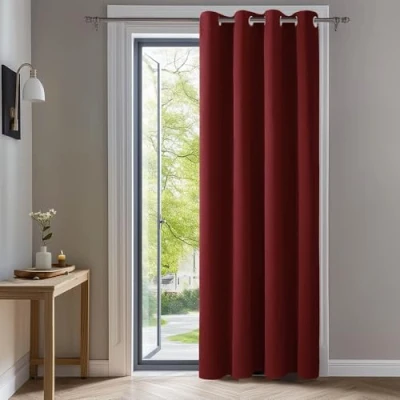 Imagen de Deconovo Cortinas Dormitorio Salon Opacas Moderna con Ojales, Termicas Aislantes Frio y Calor 140x290 cm(Ancho x Alto) Rojo, 1 Pieza