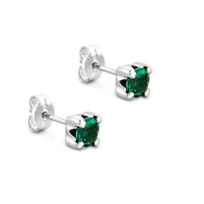 Imagen de Orovi Pendientes de tuerca oro para mujer, amarillo macizo 9 quilates/375, rubí, zafiro, esmeralda y circonita cúbica, piedra natal, hipoalergénicos, se envían en una elegante caja