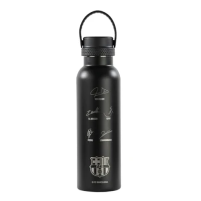 Imagen de Safta F.C. BARCELONA BLACK Botella Termo, de Agua, Acero Inoxidable, Doble Aislamiento, 12h Bebida Caliente y 24h Fría, 7.3x25 cm, 600 ml