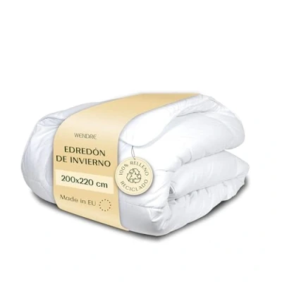 Imagen de Wendre Couette 200x220 cm Duo Hiver Microfibre Hypoallergénique de Lit 2x150g/m2 Lavable en Machine Résistant aux Acariens