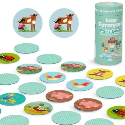 Imagen de boppi Juego de Memoria Parejas/Juego correspondencias para niños pequeños Atractivo Educativo/de Montessori 3 años en adelante Corral