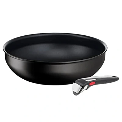 Imagen de Tefal Ingenio Eco Resist On Wok 28 cm + Mango extraíble Revestimiento antiadherente,indicador de temperatura, cocina saludable, utensilios cocina, apto para inducción